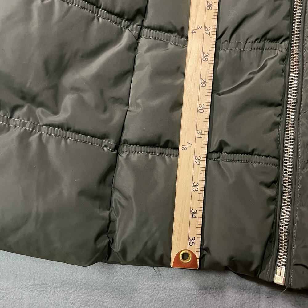 GUESS Puffer Coat Dark Green Women’s Medium Long Hooded Faux Fur Winter NWOT - Picture 3 of 14